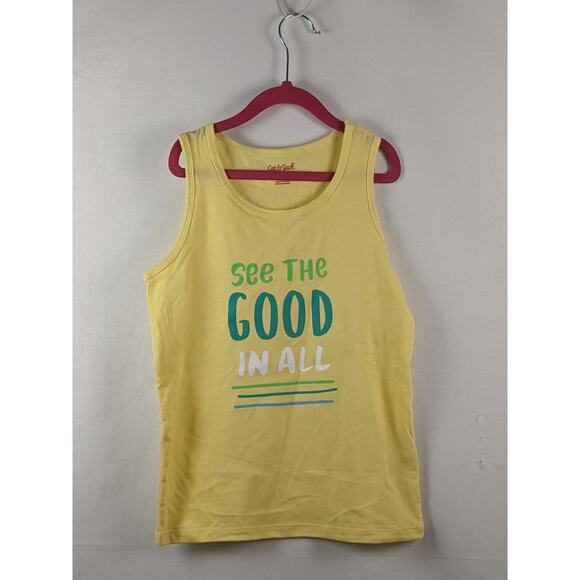 Tank Top See the Good in All Cat & Jack Yellow S 6/7 Sleeveless Activewear Sport - Picture 1 of 7